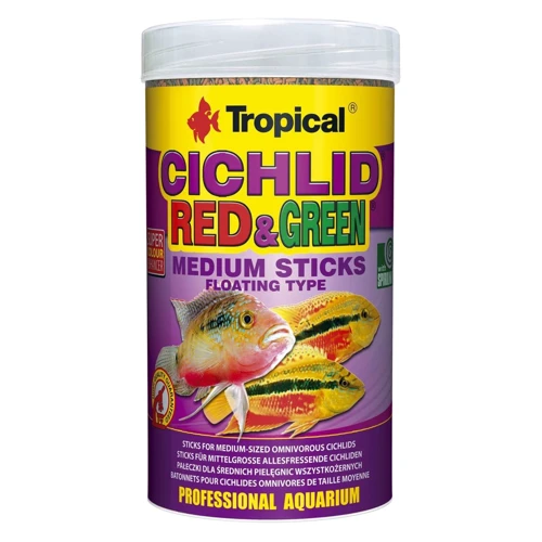 Сухой корм Tropical Cichlid Red Green Medium Sticks для аквариумных рыб в палочках 250 мл (5900469637241)