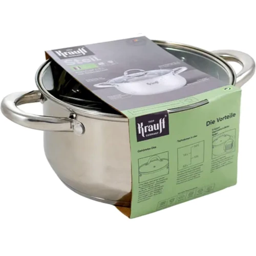 Кастрюля Krauff Steil со стеклянной крышкой 22 см 4.5 л (26-238-076): Тип источника тепла Все виды плит