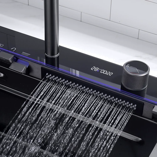 Кухонная мойка Lefton Waterfall LED с цифровым дисплеем и водопадом Grey (KS2206): Материал Нержавеющая сталь