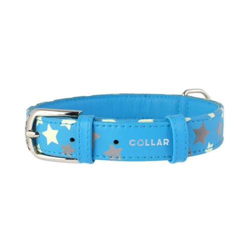 Нашийник Collar Glamour з візерунком Зірочка світиться 30-39 см 20 мм блакитний (4823089301259): Колір блакитний