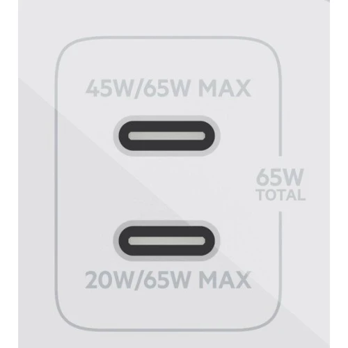 Зарядное устройство Belkin Wall Charger 2xUSB-C Home Charger GAN 65W White with USB-C Cable 2m (WCH013VF2MWH-B6): Количество USB-портов 2
