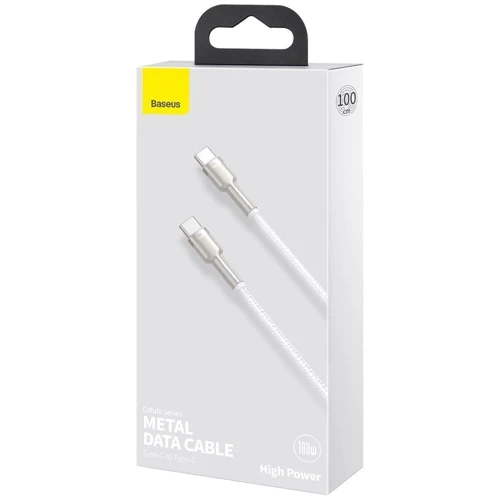 Кабель Baseus Cable USB-C to USB-C Cafule Metal 100W 1m White (CATJK-C02) фото 6