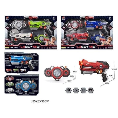 Пистолеты с мишенями: 2 бластера, 2 мишени, свет, звук, вибрация, парогенераторы, ремни (2 вида) (869-24)