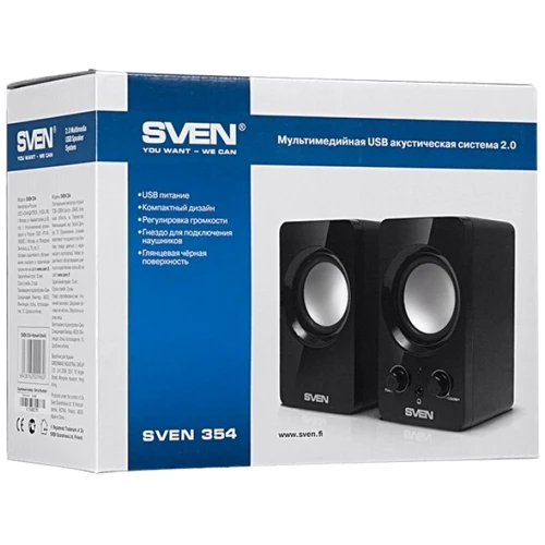 Акустична система SVEN 354 Black: Діапазон відтворюваних частот 100-20000 Гц