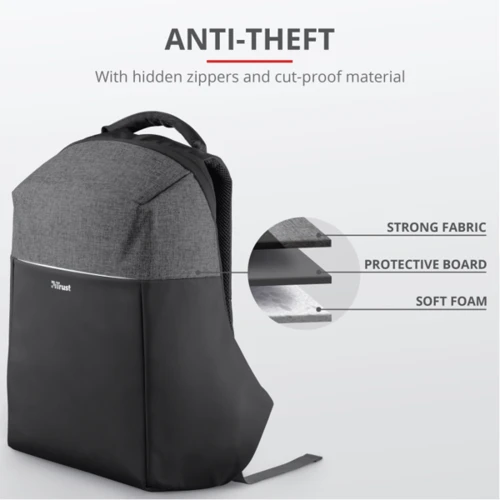 Сумка для ноутбука Trust 16" Backpack Nox Anti-Theft Black фото 7