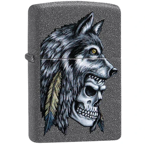 Зажигалка Zippo Wolf Skull Feather Design 29863