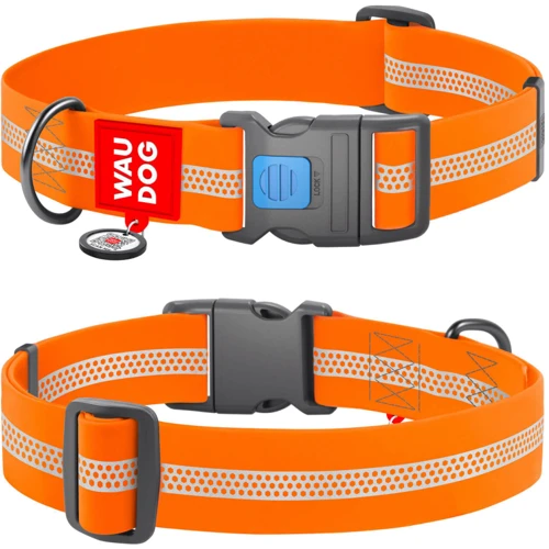 Ошейник для собак WAUDOG Waterproof c QR паспортом пластиковый фастекс XXL 40 мм 46-70 см оранжевый (25104)