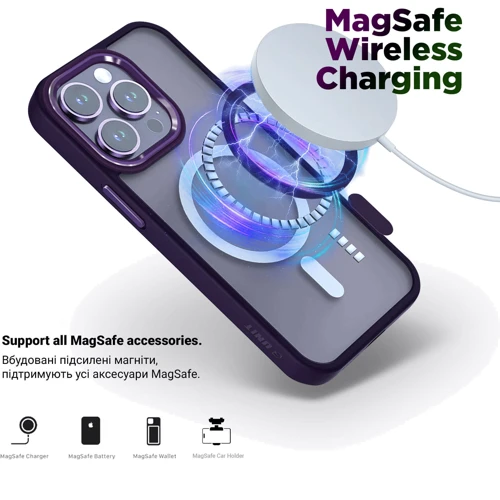 Чехол для iPhone ArmorStandart Unit MagSafe Case Purple for iPhone 14 Pro (ARM66954): Материалы поликарбонат и полиуретан
