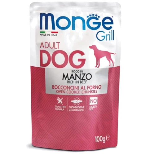 Вологий корм для собак Monge Dog Grill з яловичиною 0.1 кг (70013154)