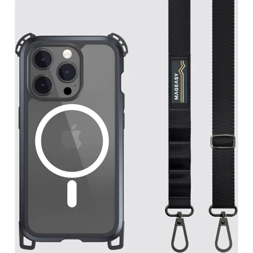 Чехол для iPhone SwitchEasy Odyssey Ultra M + Strap Rugged Utility MagSafe Case Metal/Black (MPH56P162EC23) for iPhone 15 Pro