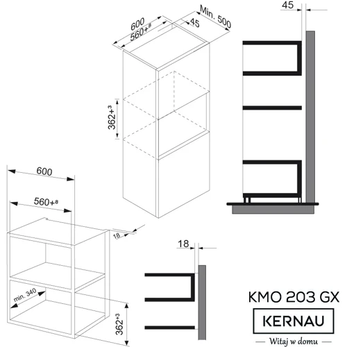 Встраиваемая микроволновая печь KERNAU KMO 203 G X: Цвет серый