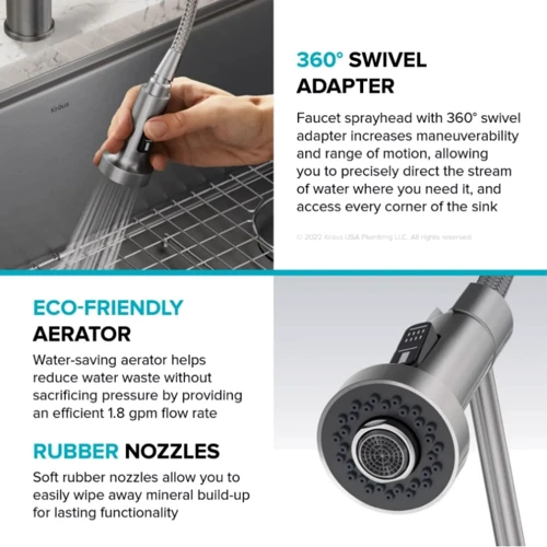 Змішувач для кухонного миття Kraus KFF-1610SFSMB