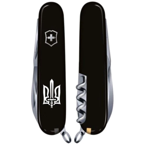 Мультитул Victorinox Climber Ukraine 91мм/14 функцій/чорний/Трезубець ОУН білий (1.3703.3_T0300u): Тип мини-мультитул