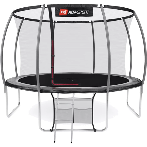 Батут Hop-Sport Premium 12 ft із чорно-сірим із внутрішньою сіткою 366 cм