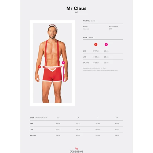 Новогодний эротический костюм Obsessive Mr Claus 2XL/3XL