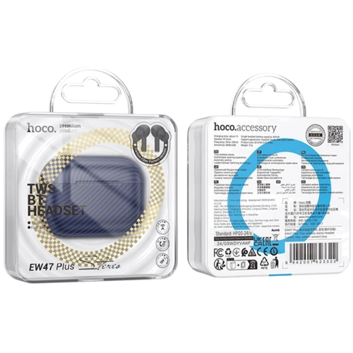 Навушники Hoco EW47 Plus Carbon Blue: Додатково TWS наушники, Совместимость с Apple, Совместимость с Android