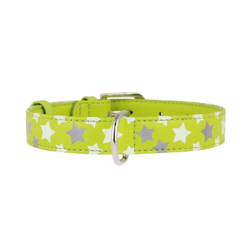 Ошейник Collar Glamour с узором Звездочка Светящийся 30-39 см 20 мм салатовый (4823089301280)