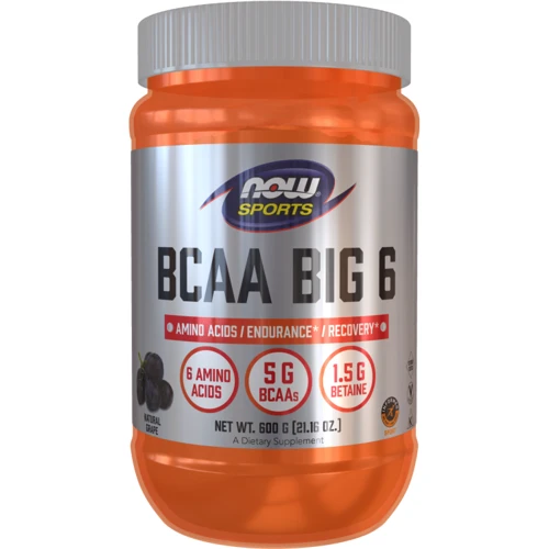 Аминокислота для спорта NOW Foods BCAA Big 6 Powder 600 g /33 servings/ Grape