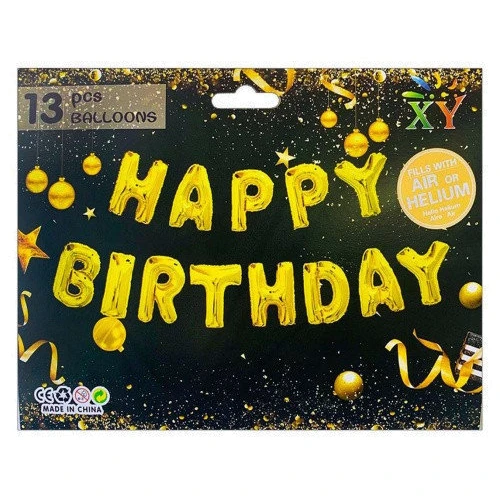 Воздушный шар Набор шариков Pelican 13 шт. Happy birthday 40 см золото (837102)