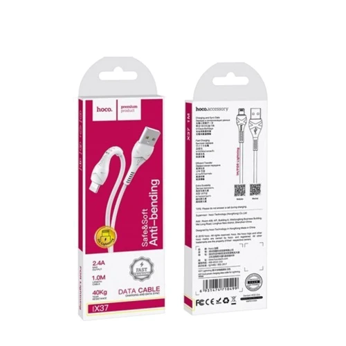 Кабель Hoco USB Cable to Lightning X37 2.4A 1m White фото 4