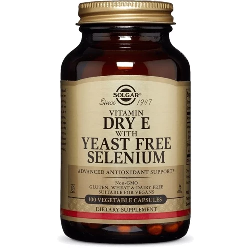 Solgar Vitamin Dry E with Yeast Free Selenium Солгар Витамин E сухой с селеном без дрожжей 100 капсул