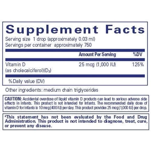 Pure Encapsulations Vitamin D3 liquid 22.5 ml Витамин D3 жидкость (PE-01069): Тип Витамин D