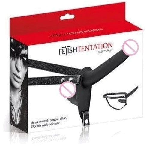 Двойной страпон Fetish Tentation Strap-On with Double Dildo Black