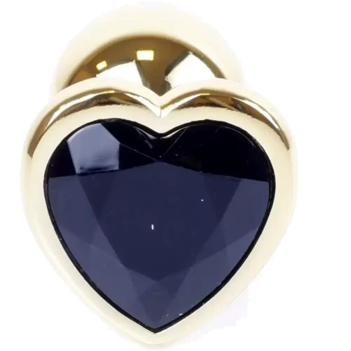 Анальная пробка с кристаллом BOSS of TOYS Boss Series - Jewellery Gold Heart PLUG Black S, BS6400038