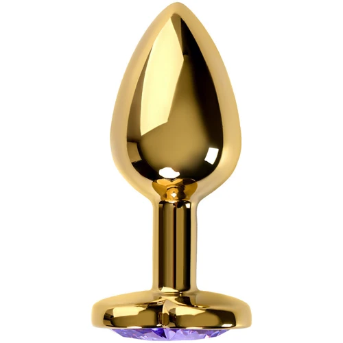 Анальная пробка с кристаллом Metal By Toyfa Gold anal plug amethyst