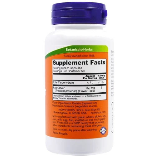 NOW Foods RED CLOVER 375 MG 100 CAPS Красный клевер