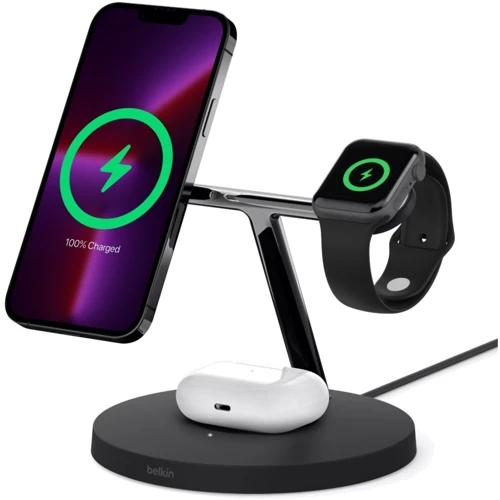 Зарядний пристрій Belkin Wireless Charger Base Station MagSafe Black (WIZ017VFBK) для iPhone 16 I 15 I 14 I 13 I 12 series and Apple Watch фото 5