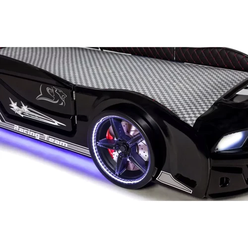 Кровать машина Мустанг чёрная c подсветкой (700.02.04)