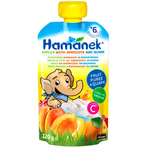 

Пюре Hame Хаманек (пауч) яблоко абрикос с творогом 120 (8595139783921)