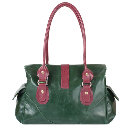 Женская сумка саквояж Laskara темно-зеленая (LK-10250-green): Тип ручки Длинная ручка, С двумя ручками