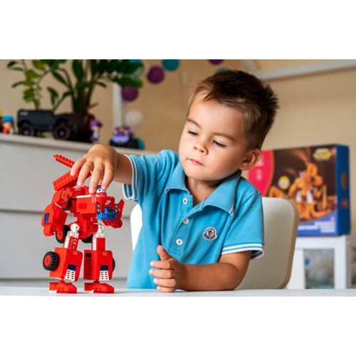 Конструктор-трансформер Super Wings Small Blocks 2-in-1 Buildable Transforming Vehicle Jett Джетт (EU385005)