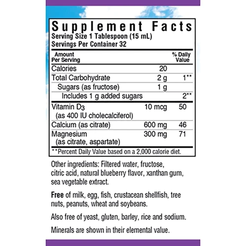 Bluebonnet Nutrition Calcium Magnesium Citrate + Vitamin D3, Natural Raspberry Flavor, 16 oz (472 ml) (BLB0694): Форма выпуска Жидкость