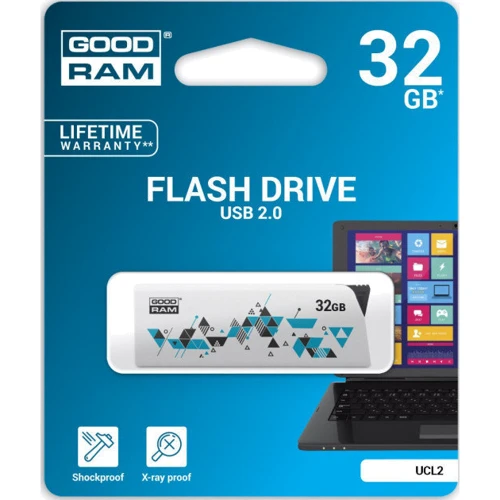 USB-флешка GOODRAM 32GB UCL2 USB 2.0 White (UCL2-0320W0R11): Максимальная скорость чтения, МБ/с 20