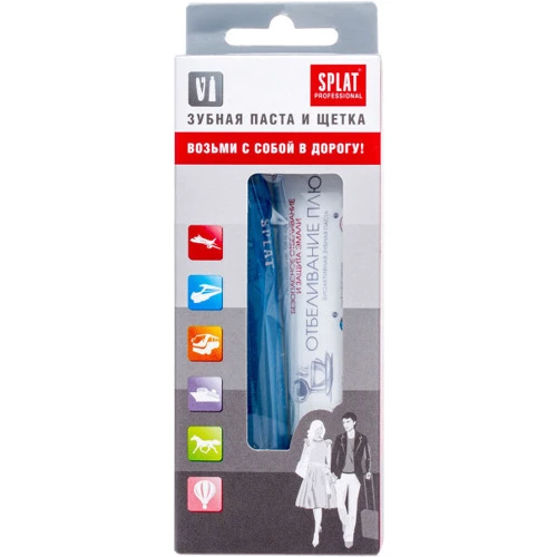 SPLAT Professional Travel White Plus 40 ml Дорожный набор (щетка + зубная паста) - Отбеливание плюс: Класс косметики Миддл-маркет