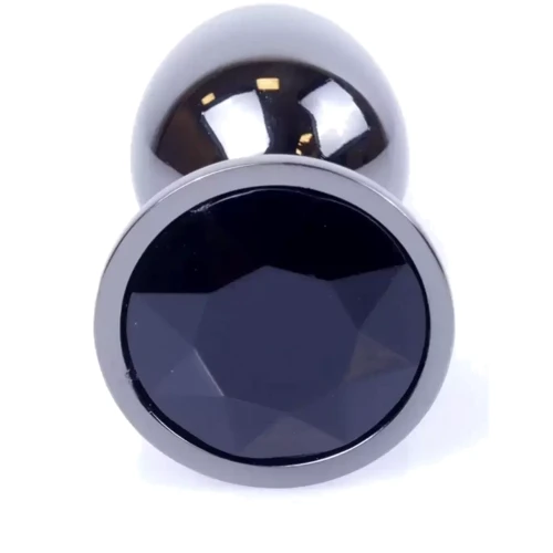 Анальная пробка с кристаллом BOSS of TOYS Boss Series - Jewellery Dark Silver PLUG Black S, BS6400029