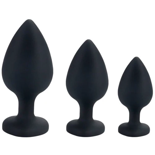 Комплект силіконових анальних пробок з кристалом SKN-KSIL-05 (S, M, L)