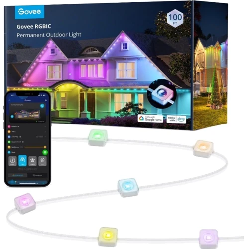 

Гирлянда Smart Led Govee H705A Permanent Outdoor Lights, RGBIC, IP67, 30м, прозрачный кабель (H705A3D1)