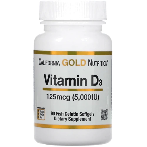 California Gold Nutrition Vitamin D3 125 mcg Вітамін Д3 90 рибних капсул
