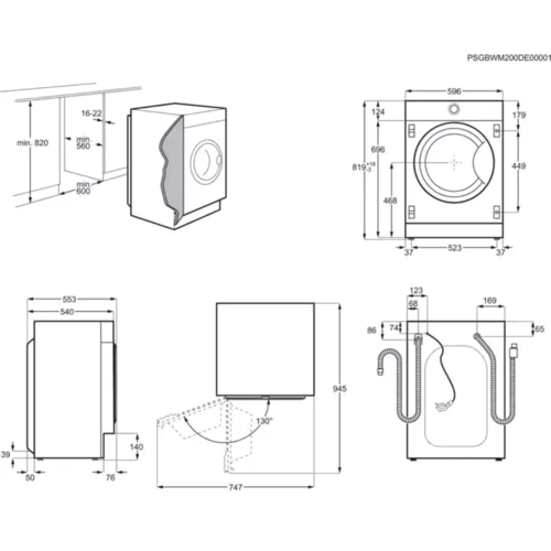 Встраиваемая стиральная машина Electrolux EW8F348SCI: Загрузка белья, кг 8