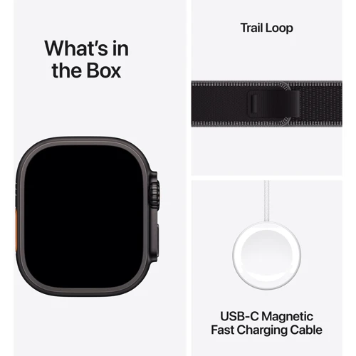 Apple Watch Ultra 3 GPS + Cellular 49mm Black Titanium Case with Black/Charcoal Trail Loop - M/L (MF1H4)