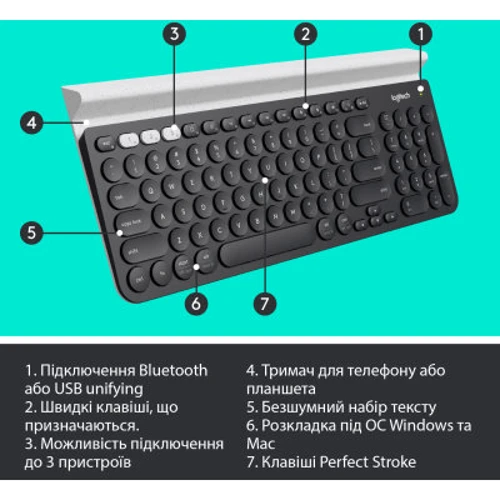 Клавіатура Logitech K780 Multi-Device Bluetooth UA (920-008042): Тип клавіш мембранный