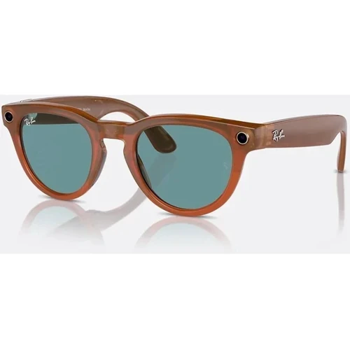 Смарт-окуляри Ray-Ban Meta Headliner Shiny Caramel Transparent Frame/Teal Blue Lenses size M (RW4009 670680 50-23) фото 6