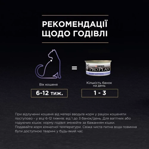 Влажный корм Pro Plan Baby Kitten для котят Мусс с курицей 85г (7613036693462): Порода Все породы