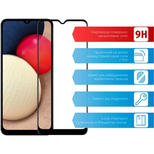 Аксесуар для смартфона ACCLAB Tempered Glass Full Glue Black for Samsung A025 Galaxy A02s: Сумісність Samsung A025 Galaxy A02s