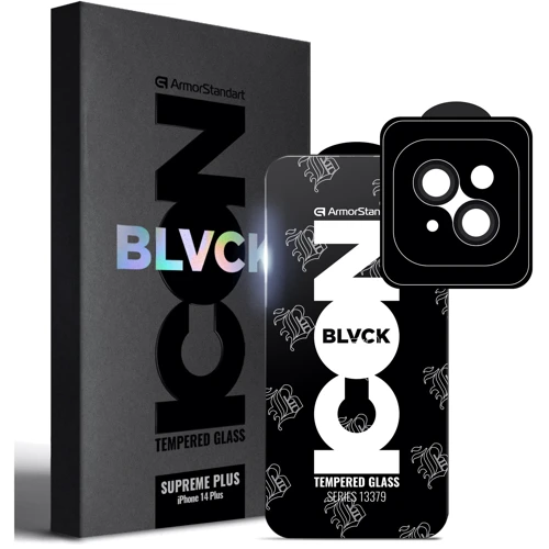 Защитное стекло для iPhone ArmorStandart Tempered Glass Supreme Plus Icon Black for iPhone 14 Plus (ARM68069)