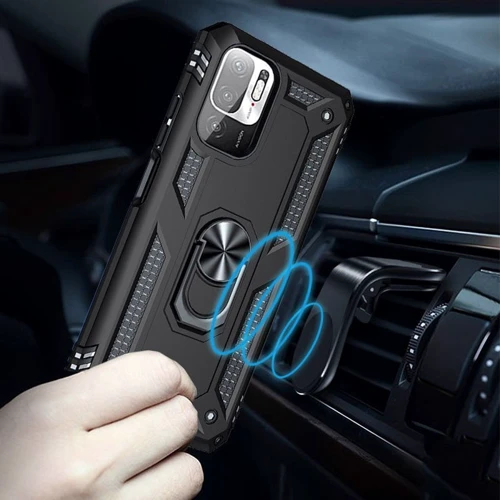 Аксессуар для смартфона Mobile Case Shockproof Serge Magnetic Ring Black for Xiaomi Redmi Note 10 5G / Poco M3 Pro / Poco M3 Pro 5G: Пленка в комплекте нет
